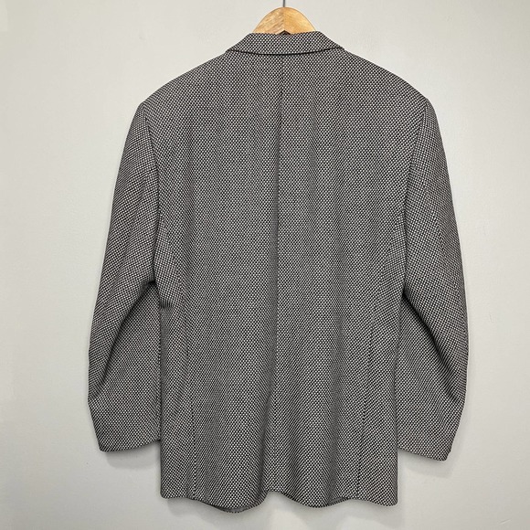 Barcelino Patterned San Francisco Single Breasted Blazer Black Cream 42R - Picture 2 of 6